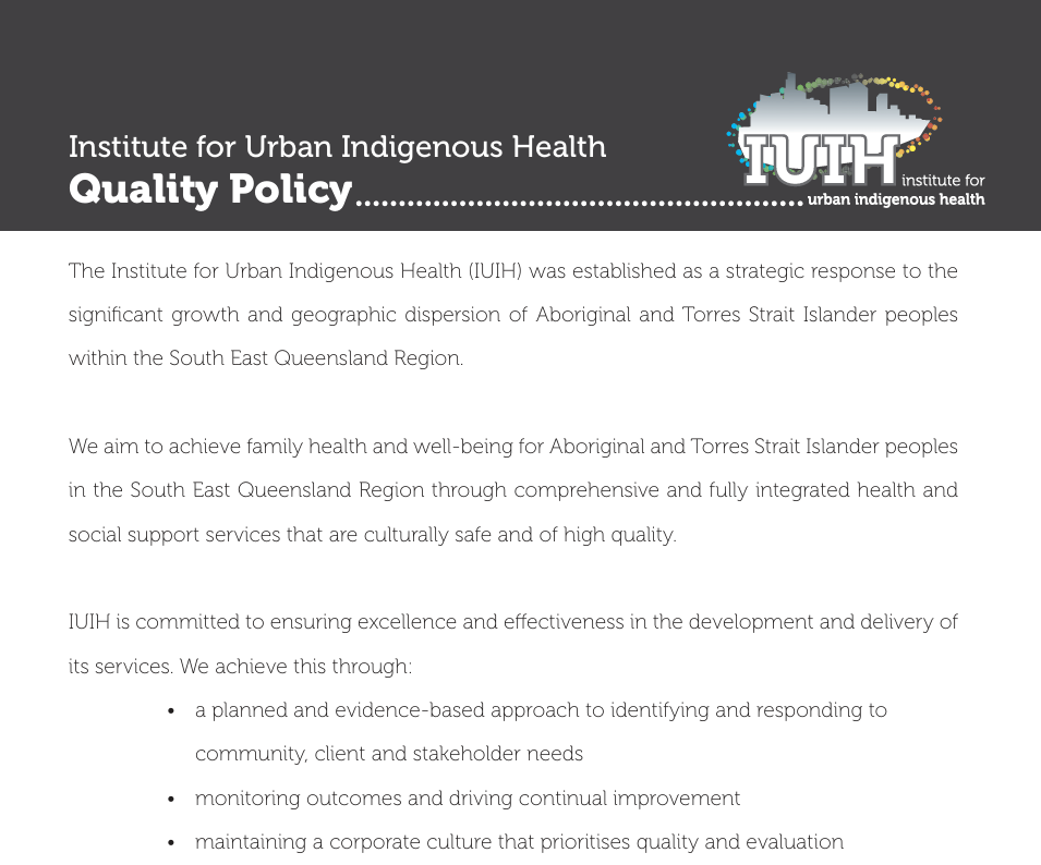 IUIH Quality Policy
