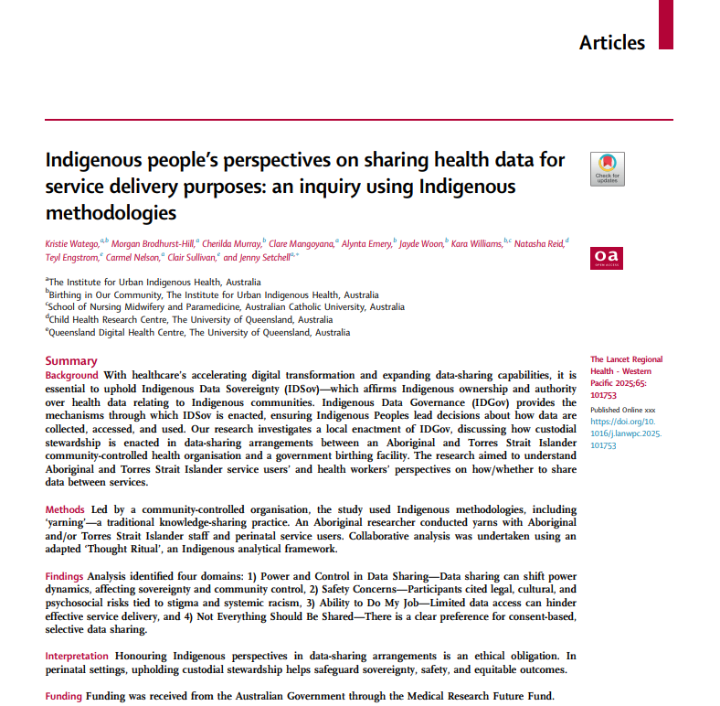 Indigenous people’s perspectives on sharing health data for service delivery purposes: an inquiry using Indigenous methodologies
